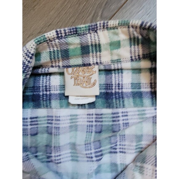 Vintage Ozark Trail Shirt Mens Large Blue Long Sleeve Button Plaid Flannel 90s - Picture 3 of 4